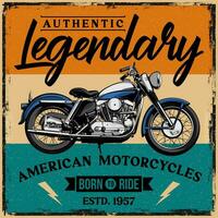 äkta legendary amerikan beställnings- motorcykel, klassisk cykel, gammal cyklist, amerikan beställnings- cykel vektor