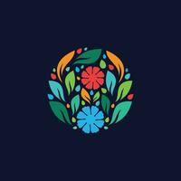 bunt Kreis Blumen- Muster Logo Design Vorlage vektor