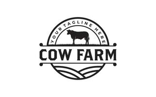 Jahrgang das Vieh Bauernhof Ranch bereit gemacht Logo Design vektor