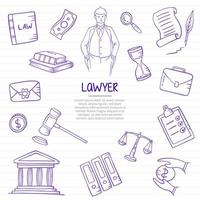 advokatjobb eller jobb yrke doodle handritad vektor