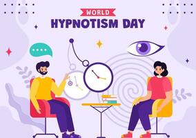 hypnotism dag social media bakgrund platt tecknad serie hand dragen mallar illustration vektor