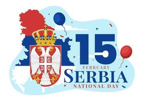 serbia nationell dag vektor illustration på 15 februari med vinka flagga i oberoende Semester firande platt tecknad serie bakgrund design
