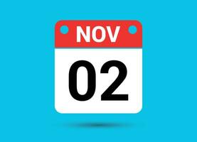 November 2 Kalender Datum eben Symbol Tag 2 Vektor Illustration