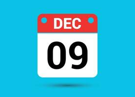 december 9 kalender datum platt ikon dag 9 vektor illustration