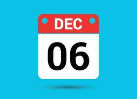 Dezember 6 Kalender Datum eben Symbol Tag 6 Vektor Illustration
