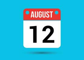 augusti 12 kalender datum platt ikon dag 12 vektor illustration