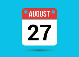 augusti 27 kalender datum platt ikon dag 27 vektor illustration