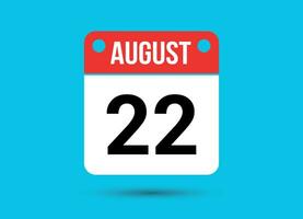 August 22 Kalender Datum eben Symbol Tag 22 Vektor Illustration
