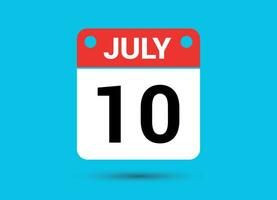 Juli 10 Kalender Datum eben Symbol Tag 10 Vektor Illustration