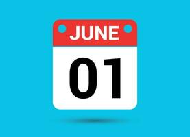 Juni 1 Kalender Datum eben Symbol Tag 1 Vektor Illustration