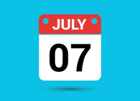 Juli 7 Kalender Datum eben Symbol Tag 7 Vektor Illustration