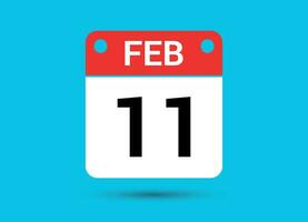 Februar 11 Kalender Datum eben Symbol Tag 11 Vektor Illustration