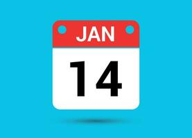 Januar 14 Kalender Datum eben Symbol Tag 14 Vektor Illustration