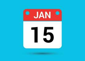 januari 15 kalender datum platt ikon dag 15 vektor illustration