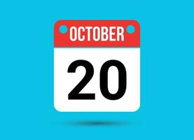 Oktober 20 Kalender Datum eben Symbol Tag 20 Vektor Illustration