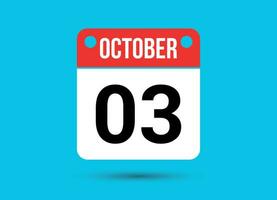 Oktober 3 Kalender Datum eben Symbol Tag 3 Vektor Illustration