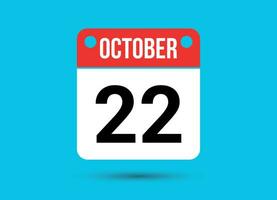 oktober 22 kalender datum platt ikon dag 22 vektor illustration