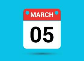 März 5 Kalender Datum eben Symbol Tag 5 Vektor Illustration