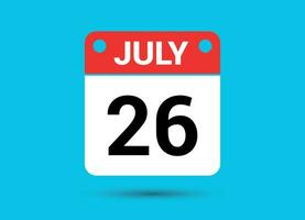 Juli 26 Kalender Datum eben Symbol Tag 26 Vektor Illustration