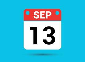 September 13 Kalender Datum eben Symbol Tag 13 Vektor Illustration