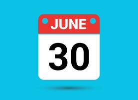 Juni 30 Kalender Datum eben Symbol Tag 30 Vektor Illustration