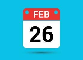februari 26 kalender datum platt ikon dag 26 vektor illustration