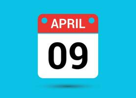 April 9 Kalender Datum eben Symbol Tag 9 Vektor Illustration