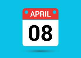 April 8 Kalender Datum eben Symbol Tag 8 Vektor Illustration