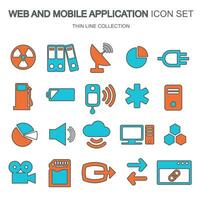 Netz und Handy, Mobiltelefon Anwendung Symbol einstellen zum rechnen, Daten Lagerung, Suche Motor Optimierung, Technologie. eben Vektor Illustration