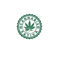 årgång cannabis ogräs ganja logotyp design vektor mall illustration