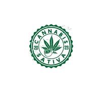 Jahrgang Cannabis Gras Ganja Logo Design Vektor Vorlage Illustration