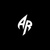 ar monogram logotyp esport eller gaming första begrepp vektor