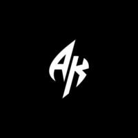 ak monogram logotyp esport eller gaming första begrepp vektor