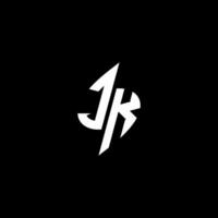 jk monogram logotyp esport eller gaming första begrepp vektor