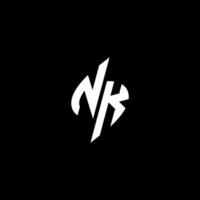 nk monogram logotyp esport eller gaming första begrepp vektor