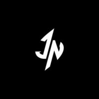 jn monogram logotyp esport eller gaming första begrepp vektor