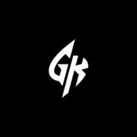 gk monogram logotyp esport eller gaming första begrepp vektor