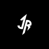 jr monogram logotyp esport eller gaming första begrepp vektor