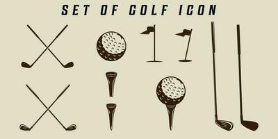 einstellen von Golf Symbol Vektor Illustration Vorlage Grafik Design. bündeln Sammlung von verschiedene Sport Ausrüstung zum Zeichen oder Symbol Verein oder Turnier