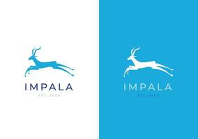 löpning impala silhuett blå Färg logotyp vektor