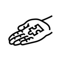 hand pussel kontursåg linje ikon vektor illustration