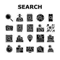 Suche Netz Webseite Internet Symbole einstellen Vektor