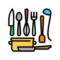 Küche Werkzeuge Restaurant Koch Farbe Symbol Vektor Illustration