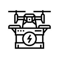 Drohne Laden autonom Lieferung Linie Symbol Vektor Illustration