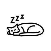 slumrande katt sömn natt linje ikon vektor illustration