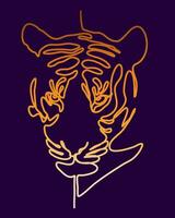 tiger huvud. vektor illustration i en linjär stil. tiger dragen med ett linje. enkel linjär affisch, t-shirt skriva ut, vykort.