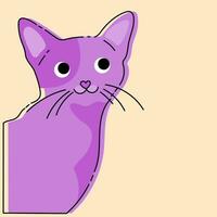 söt tecknad serie katt. vektor illustration av en katt på en färgad bakgrund. design element för reklam, affischer, grafik för Kläder, banderoller, täcker, barns Produkter, webbplatser, social nät