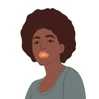 ein jung schwarz Frau mit afro Frisur. glücklich Menschen Avatare. Kopf Porträt. farbig eben Vektor Illustration.