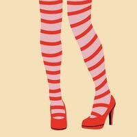 kvinnors ben i trikåer och skor. vektor illustration i platt stil