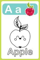 Englisch Alphabet. zum Kinder Bildung. Lernen Briefe. Farbe Vektor Illustration. Brief q ist zum Quitte . ABC Spiel zum Kinder. Alphabet Färbung Buchseite. Karikatur Charakter.